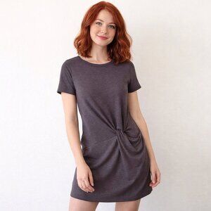 Dee Elly Knit T-Shirt Dress - Knot Detail - SZ M - Everyday Casual